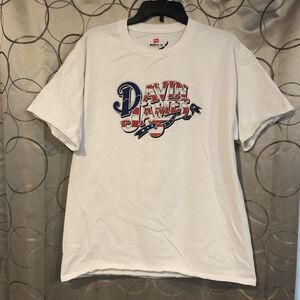 Davin James T-Shirt Mens Large White Hanes Beefy-T Texas Country Music Band Tee